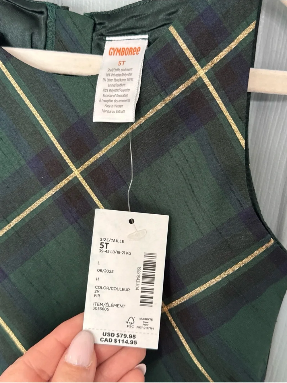 Gymboree Green Gold Plaid Royal Holiday Bubble Dress 5T NWT
